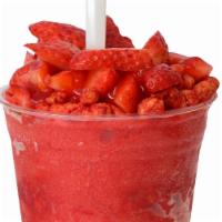 Hot Cheeto Crunch · Strawberry Trole, Strawberry Fresh Fruit, Hot Cheetos, Liquid Chamoy, Valentina Sauce and Li...