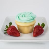 Daisy Hayes Cupcake · White cake, strawberry mousse filling, vanilla buttercream.