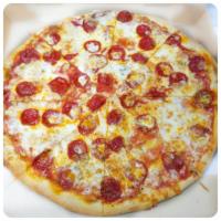 Beef Pepperoni Pizza · Beef pepperoni and mozzarella cheese.