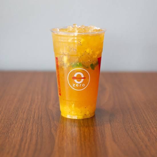 Mango Green Tea · Refreshing mango green tea with a hint of passion fruit and mint.
Size : 20OZ