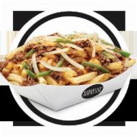 Philly Fries · Philly cheese, premium Sirloin steak, onions and green peppers.