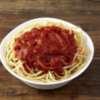 Spaghetti with Sauce  · Pasta topped with our homemade tomato sauce. Add a tray of 10 meatballs for an additional ch...