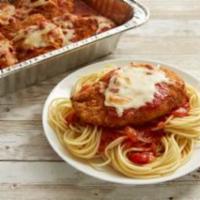 Chicken Parmesan · Poultry. Made or covered with Parmesan cheese.