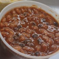 Baked Beans · Black beans with other various legume's, tiny chopped veggies and special Smokin' Good seaso...