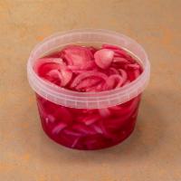 12 oz.  Pickled Red Onions · Housemade pickled red onions in rice wine vinegar and sugar. Tangy, crunchy, sharp and sweet...