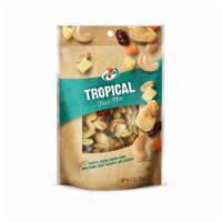 7-Select Tropical Trail Mix 6oz · Includes peanuts, almonds, mango, papaya, pineapple, coconut, raisins, banana chips and more