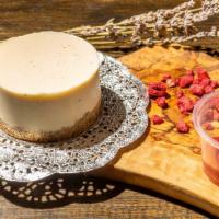 Cheesecake · Choose from Cacao, Cappuccino, White Chocolate, w/ Raspberry Sauce