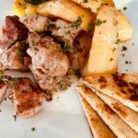 Pork Souvlaki Platter · Served with your choice of side and a side salad