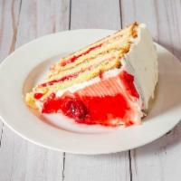 Strawberry Cake Slice · Butter cake layered with a strawberry glaze filling and finally iced with our cream cheese i...