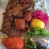 Mixed Grill · An assortment of adana kebab, chicken kebab, kofte kebab and chicken adana. Served with rice...