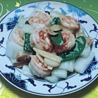 96. Shrimp w. Chinese Vegetables · With White Sauce