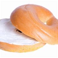 15. Cream Cheese on Plain Bagel · Tasty Cream Cheese spread on a Toasted Plain Bagel