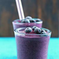 Blueberry Oats Smoothie · oat milk, oats, blueberries, chia seeds, agave