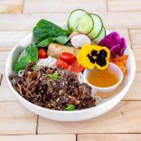 Vermicelli Bowl Beef Bulgogi · Served with an egg roll