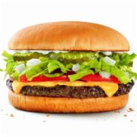 SONIC® Cheeseburger · Quarter pound cheeseburger made w/ pickles, onions, lettuce, tomatoes, mayo and ketchup.