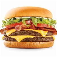 SuperSONIC® Bacon Double Cheeseburger · Half pound bacon cheeseburger made w/ mayo, lettuce & tomato
