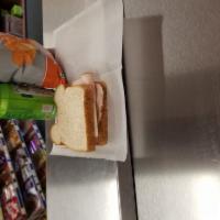 Sandwich,  chips, pop · Any 1 meat & any 1 cheese, choice of small bag Conn's chips & can of pop