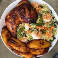 Fried Rice · Traditional West African rice and assorted vegetables and comes with choice of chicken, beef...