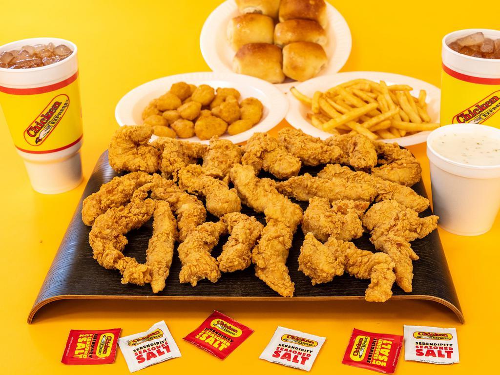 20 Piece Express Tenders Family Meal Dinner with 1 Family Side · Includes 16oz gravy and 6 biscuits or 6 rolls.