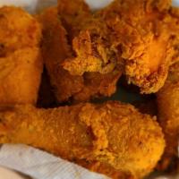 Fried Chicken · Individual pieces of chicken seasoned and deep fried. Served with white rice or rice and gun...