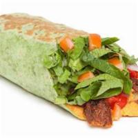 Falafel Hummus Wrap · With cucumbers, red onion, tomatoes, roasted red peppers and lettuce. Vegetarian.
