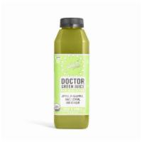 Doctor Green Juice (16 fl oz) · Sweet with a ginger kick! Nutrient-dense greens cut with antioxidant-packed fruit & ginger! ...