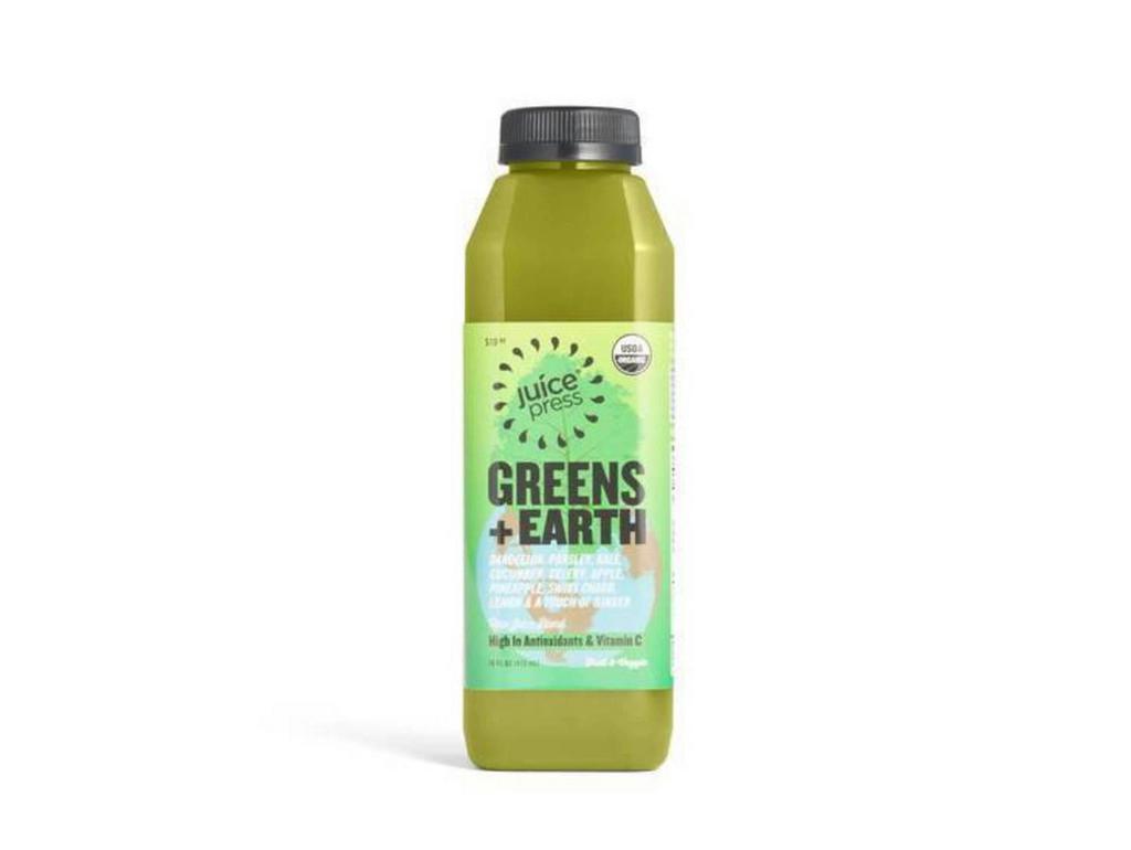 Greens and Earth (16 fl oz) · We combined two of our best selling green juices, mother earth and doctor green juice, to create this nutrient-dense fan favorite. Certified organic.