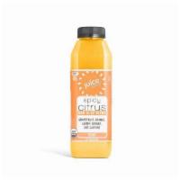 Spicy Citrus (16 fl oz) · Grapefruit juice, orange juice, lemon juice, ginger juice, cayenne powder, and vegan L. Bulg...