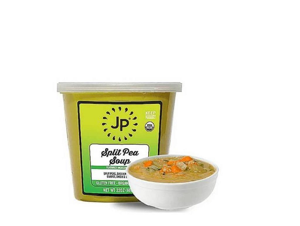 Split Pea Soup (32 fl oz) · Split pea, zucchini, onion, carrot, celery, olive oil, and spices. Organic.