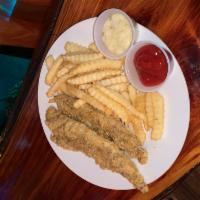 Fish and Chips · 2 Fried whiting fish and fresh-cut french fries.