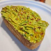 The Hot n Sweet Avocado Toast · Mashed avocado, freshly squeezed lemon, hot honey, red pepper chili flakes and served with a...