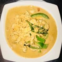 32. Panang Curry · Mixed with coconut, milk, basil and pepper with choice of protein. Hot and spicy.