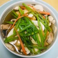5. Clear Soup · Mushroom and snow peas.