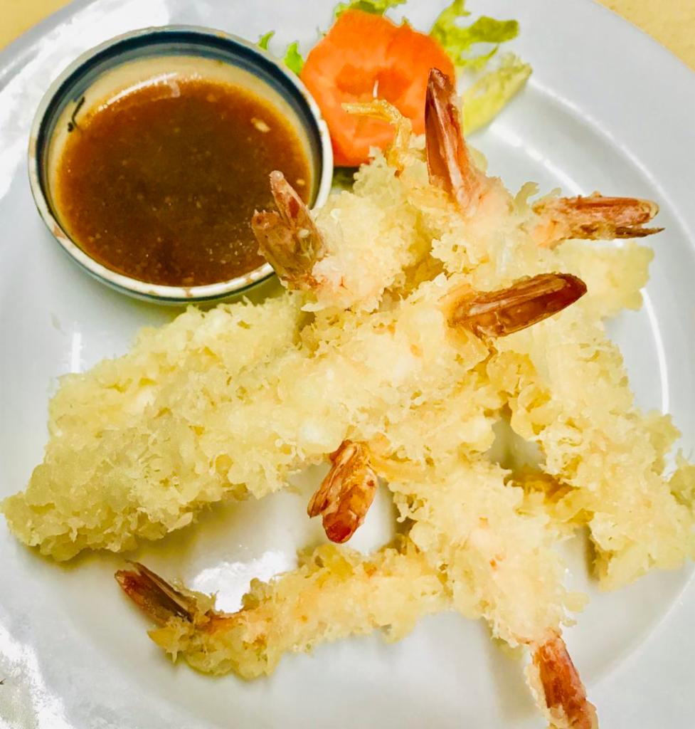 142. Shrimp Tempura · Lightly battered, fried in soybean oil. Served with choice of side and rice.