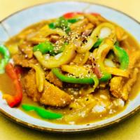 163. Katsu Curry Chef's Special · Sliced filet of breaded pork cutlets in a curry sauce with onions, green pepper, carrots and...