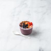 The Original Acai Bowl · Almond milk, Blueberries, strawberries, banana, açaí. Topped with granola, strawberry, blueb...