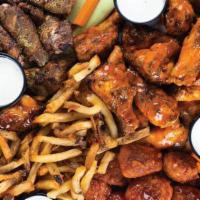 75 Piece Family Pack · 75 Pit-Smoked Bone-In or Traditional Boneless Wings with choice of up to 5 sauces, 3 large h...