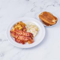 Traditional Omelette Platter Breakfast · 3 eggs any style with fries and bacon or ham or sausage. Served with home fries and with rye...