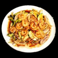 Hibachi Shrimp · Grill shrimp and vegetable on the Teppan with hibachi sauce