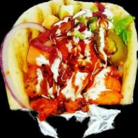 Chicken gyro, fries and soda  · 