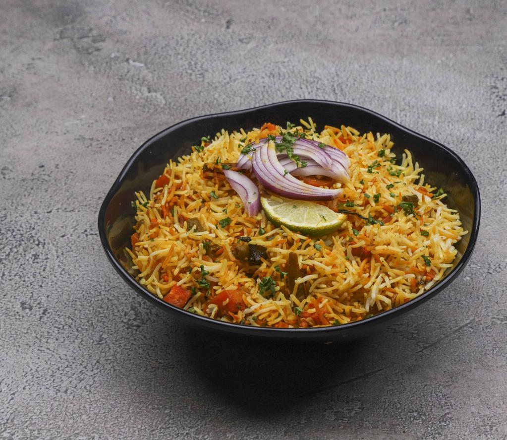 Hyderabadi Dum Biryani · Choice of meat or mixed vegetables or egg marinated with aromatic spices and delightfully cooked with special basmati rice in a unique nawabai style.