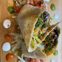 Vegetarian Burrito · Plant based options: soy chorizo (vegan)  