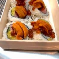 Toro, Uni, Ikura Roll  · With green onions and oshinko.