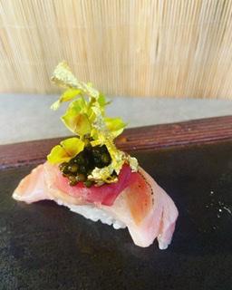 Otoro Caviar, Gold Flake Nigiri  · Fatty bluefin tuna.