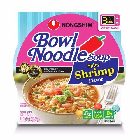 NongShim Bowl Noodle Soup, Spicy Shrimp 3.03oz · Holy Shrimp! This savory, hot & spicy, delectable, shrimp soup will blow your mind, cuz it's shrimply irresistible!