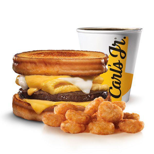 Sausage Grilled Cheese Breakfast Sandwich Combo · Grilled sausage, American and Swiss cheeses, and folded egg on sourdough toast. Served with small drink and Hash Rounds®.