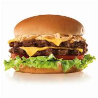 California Classic Double Cheese Burger · Two charbroiled all-beef patties, American cheese, grilled onions, Classic Sauce, lettuce an...
