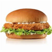 Spicy Chicken Sandwich · Spicy Chicken, lettuce and mayonnaise on a plain bun. 