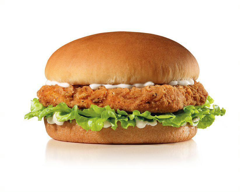 Spicy Chicken Sandwich · Spicy Chicken, lettuce and mayonnaise on a plain bun. 
