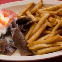 9. Gyros · Our Famous Authentic Gyros Meat topped with onions, tomato, tzatziki sauce, served on a pita...